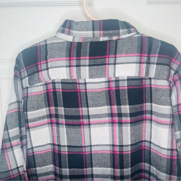 Faded Glory Button Down Shirt Classic Style Ombre Black Pink Girls 10 - Picture 7 of 9